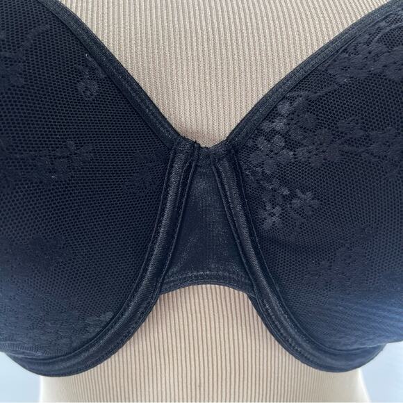 Cacique Full Coverage Black Lace Underwire Bra Size 42DD Romantic Everyday - Picture 3 of 10